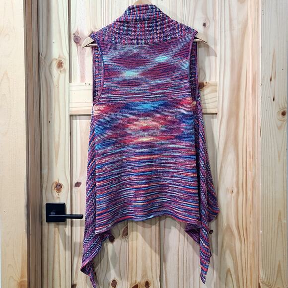 Young Threads Sleeveless Knit Waterfall Cardigan Multicolor Rainbow Boho Size M - Picture 4 of 8